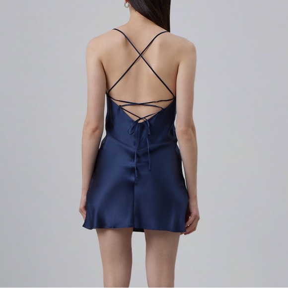 Blue Lounge Cowl Neck Mini Silk Slip
Dress💙 - Picture 3 of 4